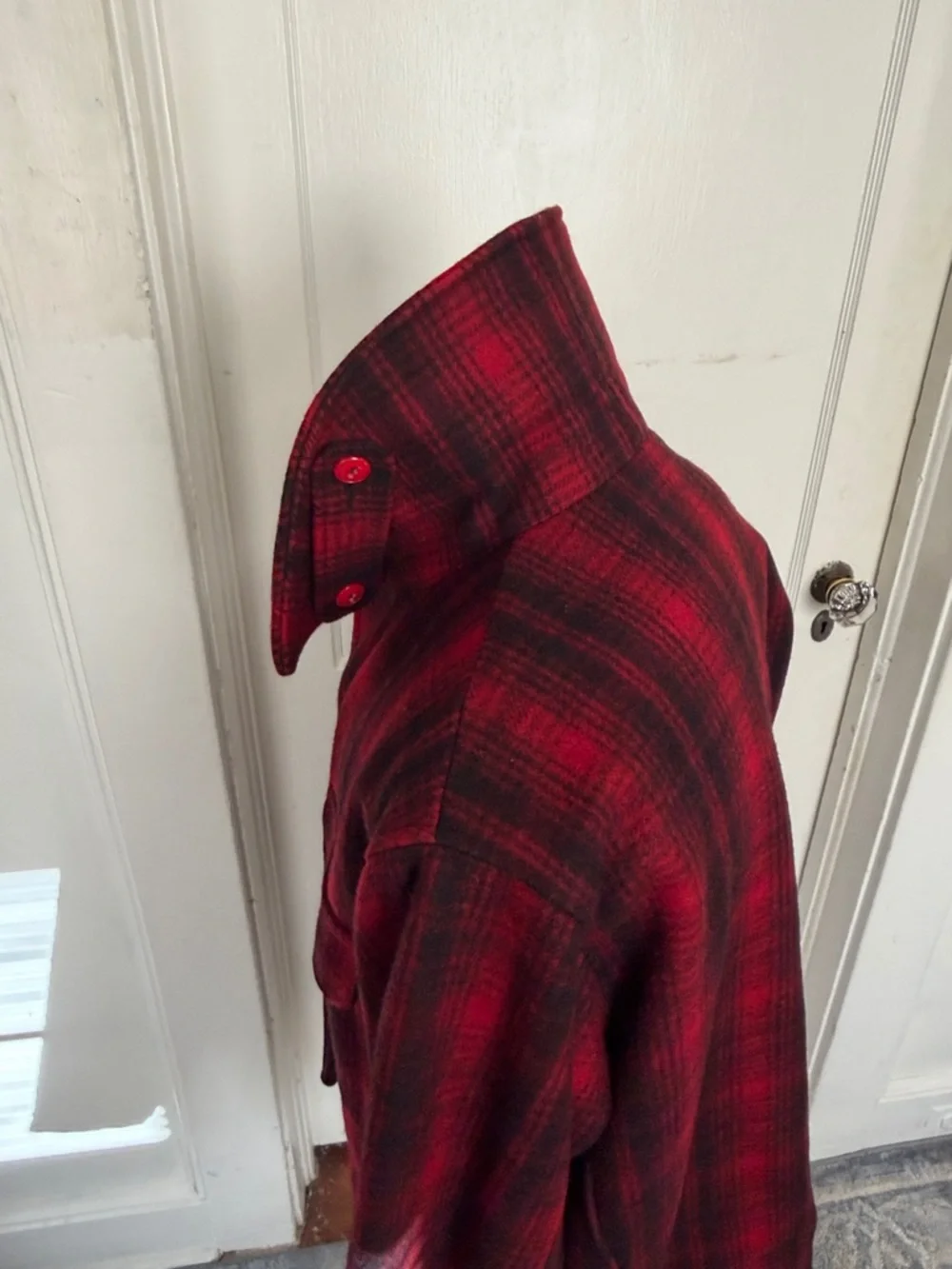 Woolrich Red and Black Plaid Military Field Jacket - Picture 6 of 10